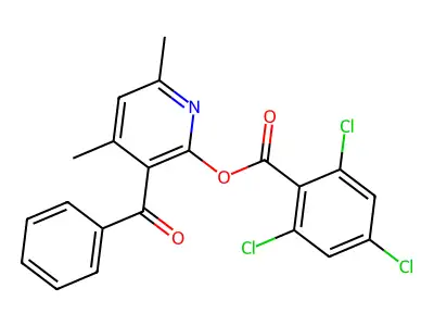 3-Benzoyl-4,6-dimethyl-2-pyridinyl 2,4,6-trichlorobenzenecarboxylate structure