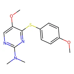 5-methoxy-4-[(4-methoxyphenyl)sulfanyl]-N,N-dimethyl-2-pyrimidinamine structure