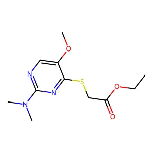 Ethyl 2-{[2-(dimethylamino)-5-methoxy-4-pyrimidinyl]sulfanyl}acetate structure
