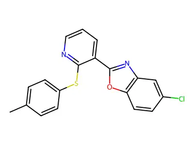 5-Chloro-2-{2-[(4-methylphenyl)sulfanyl]-3-pyridinyl}-1,3-benzoxazole structure
