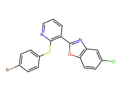 2-{2-[(4-Bromophenyl)sulfanyl]-3-pyridinyl}-5-chloro-1,3-benzoxazole structure