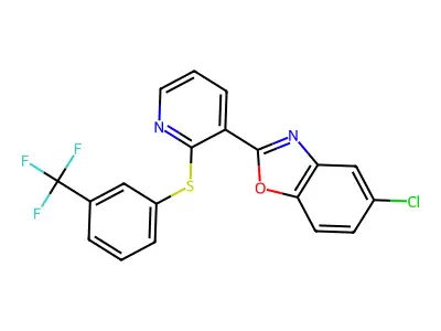 5-Chloro-2-(2-{[3-(trifluoromethyl)phenyl]sulfanyl}-3-pyridinyl)-1,3-benzoxazole structure