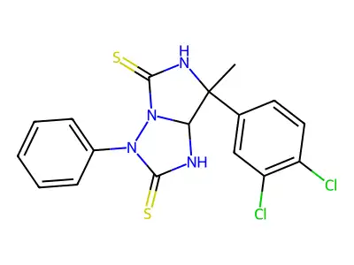 7-(3,4-dichlorophenyl)-7-methyl-3-phenyldihydro-1H-imidazo[1,5-b][1,2,4]triazole-2,5(3H,6H)-dithione structure
