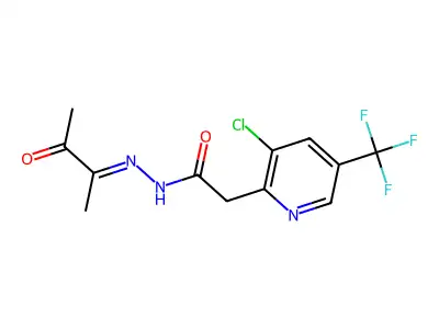 2-[3-chloro-5-(trifluoromethyl)pyridin-2-yl]-N-(3-oxobutan-2-ylideneamino)acetamide structure