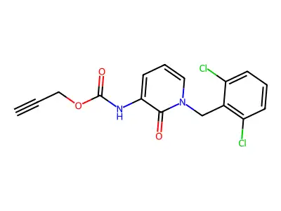 2-propynyl N-[1-(2,6-dichlorobenzyl)-2-oxo-1,2-dihydro-3-pyridinyl]carbamate structure