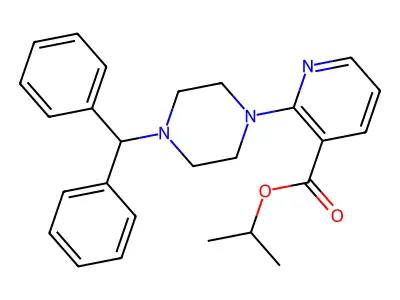 Isopropyl 2-(4-benzhydrylpiperazino)nicotinate structure