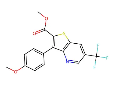 methyl 3-(4-methoxyphenyl)-6-(trifluoromethyl)thieno[3,2-b]pyridine-2-carboxylate structure