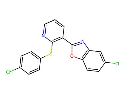 5-Chloro-2-{2-[(4-chlorophenyl)sulfanyl]-3-pyridinyl}-1,3-benzoxazole structure