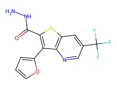 3-(Furan-2-yl)-6-(trifluoromethyl)thieno[3,2-b]pyridine-2-carbohydrazide structure