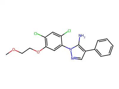 1-[2,4-dichloro-5-(2-methoxyethoxy)phenyl]-4-phenyl-1H-pyrazol-5-amine structure