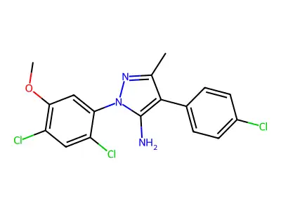 4-(4-chlorophenyl)-1-(2,4-dichloro-5-methoxyphenyl)-3-methyl-1H-pyrazol-5-amine structure