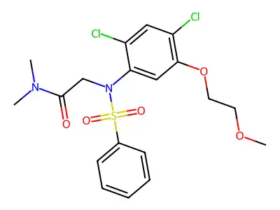 2-[2,4-dichloro-5-(2-methoxyethoxy)(phenylsulfonyl)anilino]-N,N-dimethylacetamide structure
