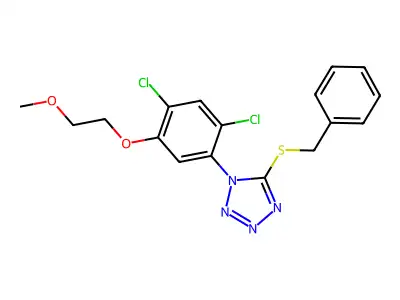 5-Benzylsulfanyl-1-[2,4-dichloro-5-(2-methoxyethoxy)phenyl]tetrazole structure