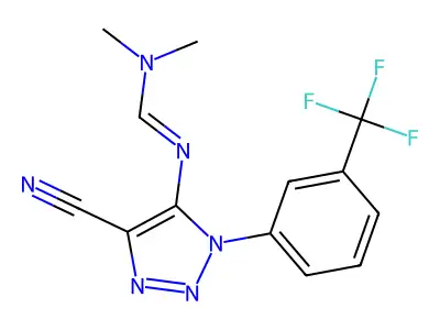 N'-[5-cyano-3-[3-(trifluoromethyl)phenyl]triazol-4-yl]-N,N-dimethyl-methanimidamide structure