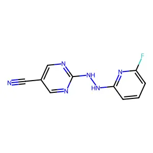 2-[2-(6-Fluoro-2-pyridinyl)hydrazino]-5-pyrimidinecarbonitrile structure