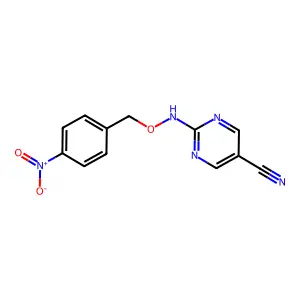 2-{[(4-Nitrobenzyl)oxy]amino}-5-pyrimidinecarbonitrile structure