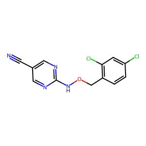 2-{[(2,4-Dichlorobenzyl)oxy]amino}-5-pyrimidinecarbonitrile structure