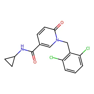 N-cyclopropyl-1-(2,6-dichlorobenzyl)-6-oxo-1,6-dihydro-3-pyridinecarboxamide structure