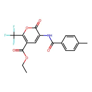 ethyl 3-[(4-methylbenzoyl)amino]-2-oxo-6-(trifluoromethyl)-2H-pyran-5-carboxylate structure