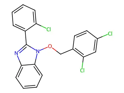 2-(2-chlorophenyl)-1-[(2,4-dichlorobenzyl)oxy]-1H-1,3-benzimidazole structure