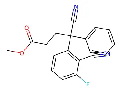 Methyl 4-cyano-4-(2-cyano-3-fluorophenyl)-4-phenylbutanoate structure