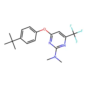4-(4-tert-butylphenoxy)-N,N-dimethyl-6-(trifluoromethyl)pyrimidin-2-amine structure
