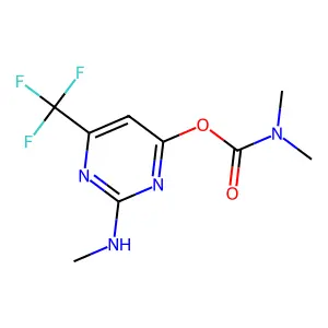 2-(methylamino)-6-(trifluoromethyl)-4-pyrimidinyl N,N-dimethylcarbamate structure
