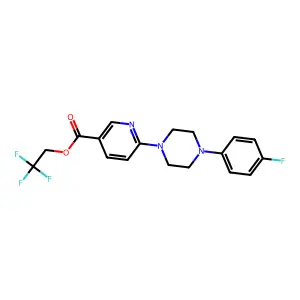 2,2,2-Trifluoroethyl 6-[4-(4-fluorophenyl)piperazin-1-yl]pyridine-3-carboxylate structure