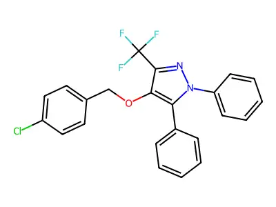 4-[(4-Chlorophenyl)methoxy]-1,5-diphenyl-3-(trifluoromethyl)pyrazole structure