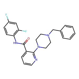 2-(4-benzylpiperazin-1-yl)-N-(2,4-difluorophenyl)pyridine-3-carboxamide structure