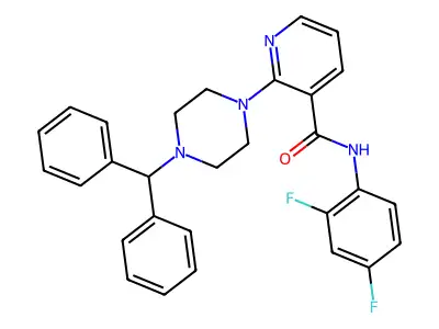 2-(4-benzhydrylpiperazino)-N-(2,4-difluorophenyl)nicotinamide structure