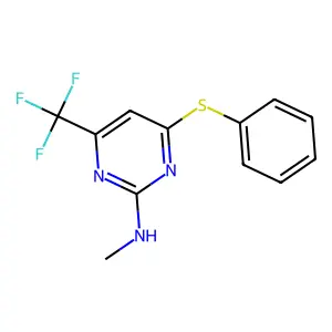 N-methyl-4-(phenylsulfanyl)-6-(trifluoromethyl)-2-pyrimidinamine structure
