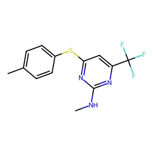 N-methyl-4-[(4-methylphenyl)sulfanyl]-6-(trifluoromethyl)-2-pyrimidinamine structure