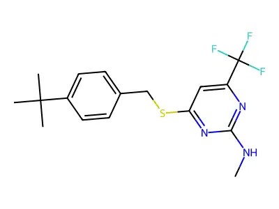 4-{[4-(tert-butyl)benzyl]sulfanyl}-N-methyl-6-(trifluoromethyl)-2-pyrimidinamine structure