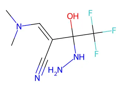 (E)-3-(dimethylamino)-2-(2,2,2-trifluoro-1-hydrazino-1-hydroxyethyl)-2-propenenitrile structure