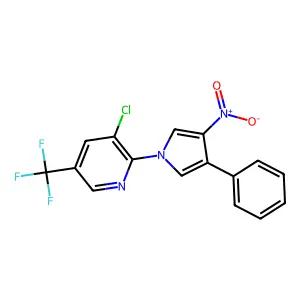 3-chloro-2-(3-nitro-4-phenyl-1H-pyrrol-1-yl)-5-(trifluoromethyl)pyridine structure