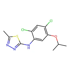 N-(2,4-dichloro-5-isopropoxyphenyl)-5-methyl-1,3,4-thiadiazol-2-amine structure