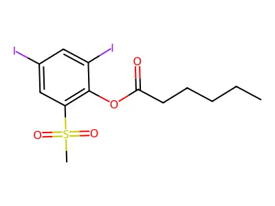 2,4-Diiodo-6-(methylsulfonyl)phenyl hexanoate structure
