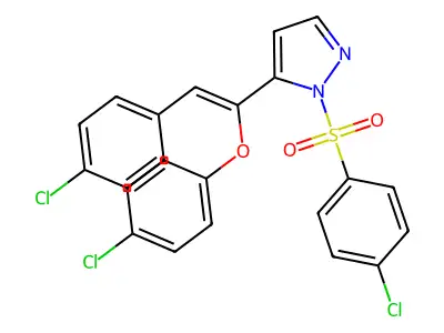 5-[1-(4-chlorophenoxy)-2-(4-chlorophenyl)ethenyl]-1-(4-chlorophenyl)sulfonyl-pyrazole structure