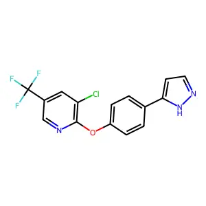 3-chloro-5-(trifluoromethyl)-2-pyridinyl 4-(1H-pyrazol-3-yl)phenyl ether structure