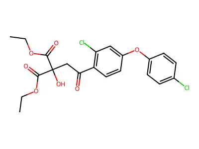 Diethyl 2-{2-[2-chloro-4-(4-chlorophenoxy)phenyl]-2-oxoethyl}-2-hydroxymalonate structure
