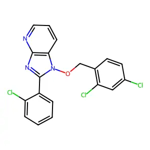 2-(2-chlorophenyl)-1-[(2,4-dichlorobenzyl)oxy]-1H-imidazo[4,5-b]pyridine structure