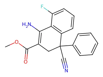 Methyl 1-amino-4-cyano-8-fluoro-4-phenyl-3,4-dihydro-2-naphthalenecarboxylate structure