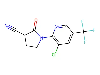 1-[3-Chloro-5-(trifluoromethyl)pyridin-2-yl]-2-oxopyrrolidine-3-carbonitrile structure