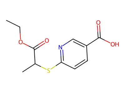 6-[(2-Ethoxy-1-methyl-2-oxoethyl)sulfanyl]nicotinic acid structure