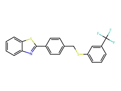 2-[4-({[3-(Trifluoromethyl)phenyl]sulfanyl}methyl)phenyl]-1,3-benzothiazole structure