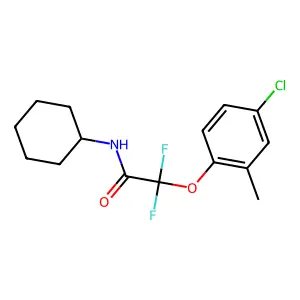2-(4-chloro-2-methylphenoxy)-N-cyclohexyl-2,2-difluoroacetamide structure