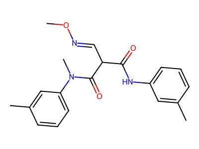 2-(methoxyiminomethyl)-N-methyl-N,N'-bis(3-methylphenyl)propanediamide structure