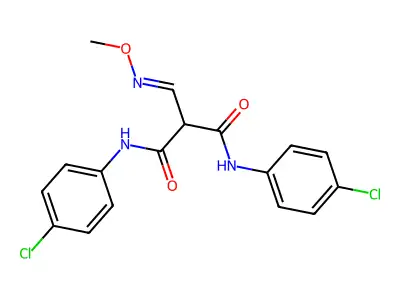N,N'-bis(4-chlorophenyl)-2-(methoxyiminomethyl)propanediamide structure