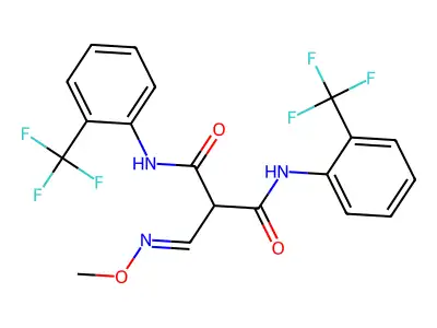 2-(methoxyiminomethyl)-N,N'-bis[2-(trifluoromethyl)phenyl]propanediamide structure
